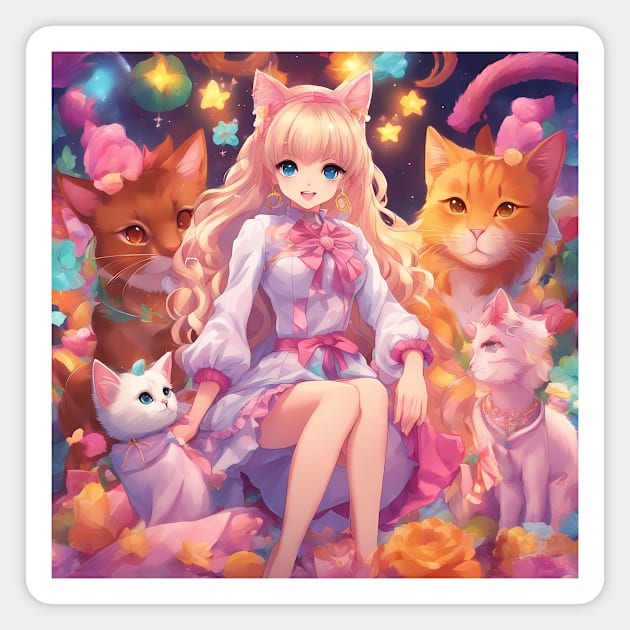 Cattastic Anime Tales Magnet by animegirlnft